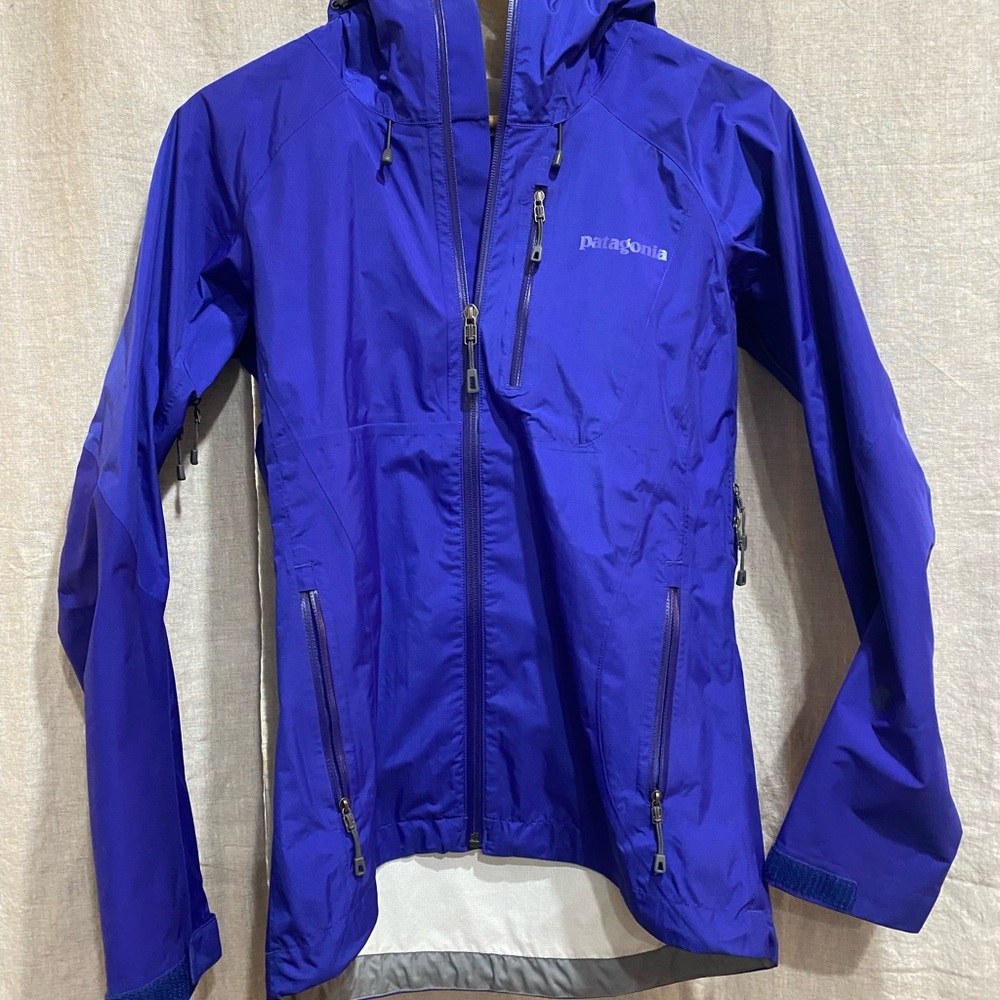 Patagonia Blue Hooded Rain Jacket
